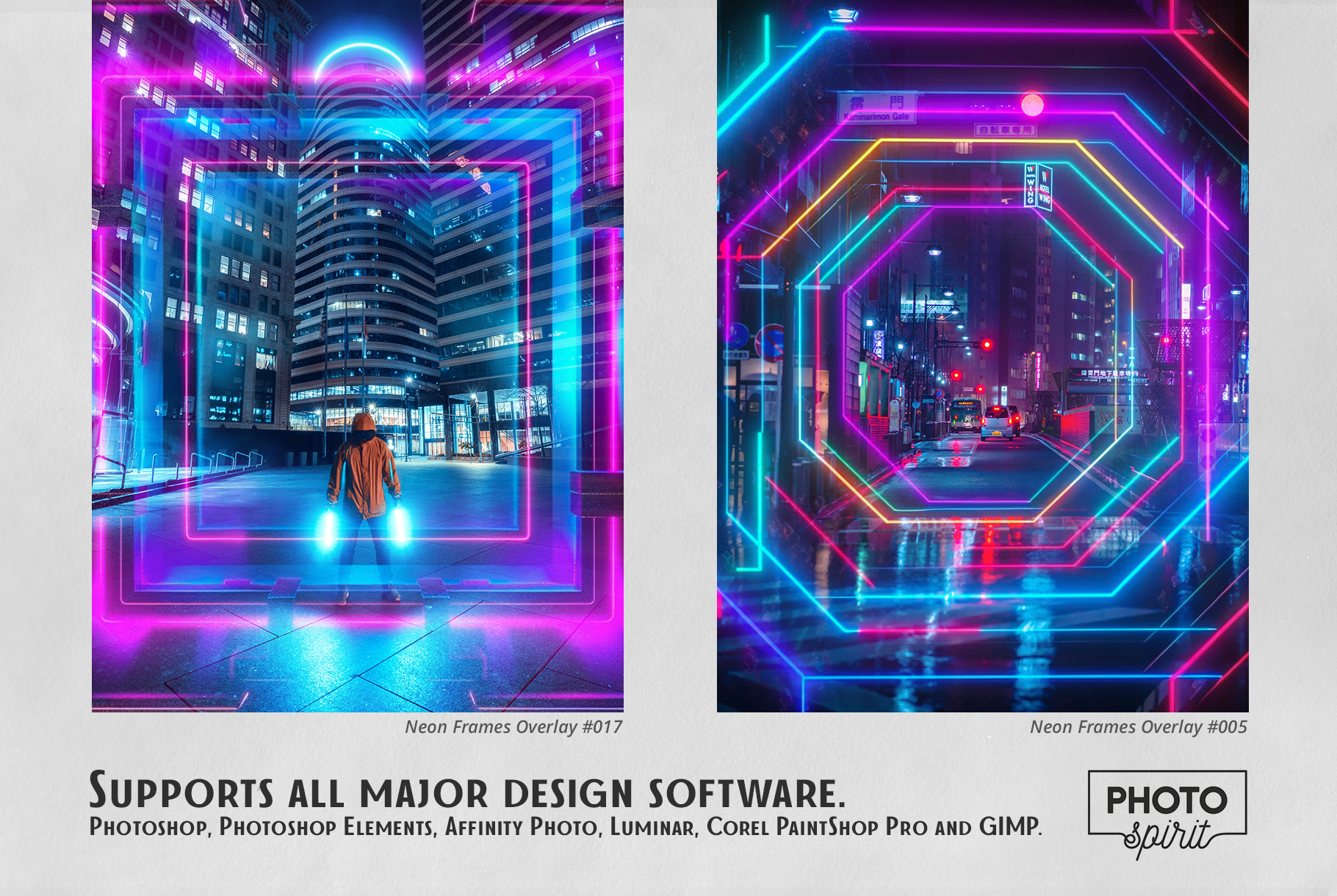Neon Frames Effect Overlays, Addons GraphicRiver